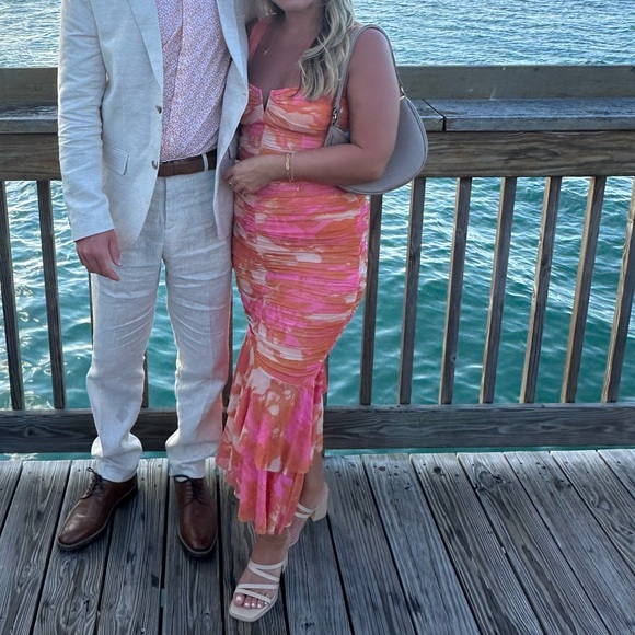 Hello Molly GEMMA LOVES MESH MIDI DRESS ORANGE - Picture 7 of 7